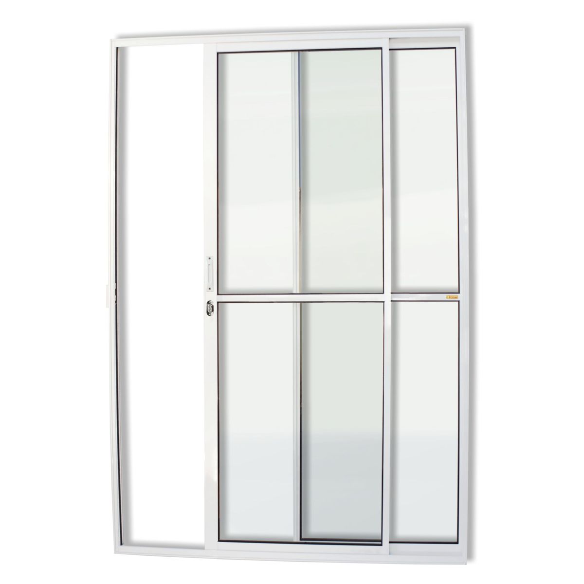 Porta de Correr Alumínio Branco 2 Folhas Esquerda 210x150x7,8cm Super 25, marca Brimak - Foto Principal