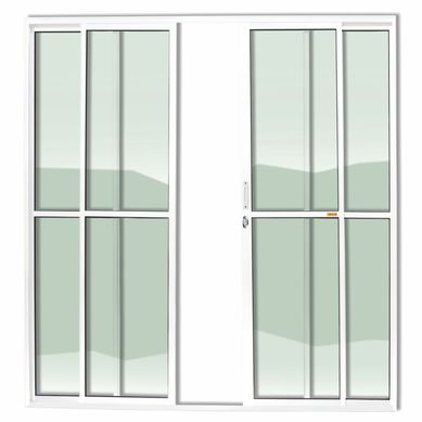 Porta de Correr Alumnio Branco 4 Folhas Central 210x200x7,8cm Super 25