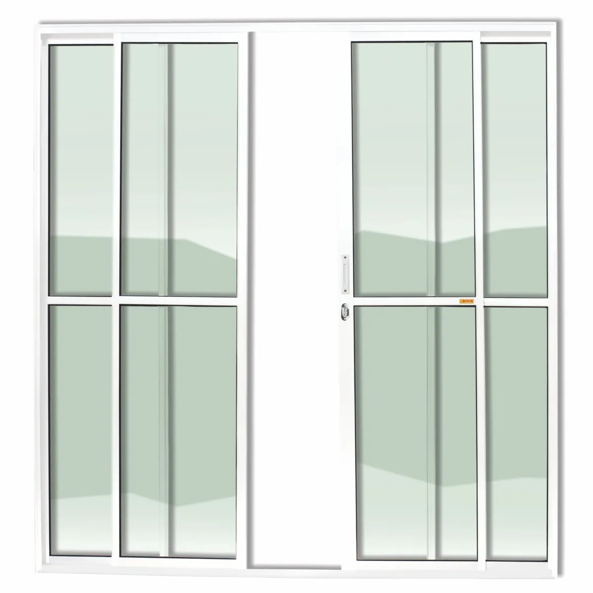 Porta de Correr Alumínio Branco 4 Folhas Central 210x200x7,8cm Super 25, marca Brimak - Foto Principal
