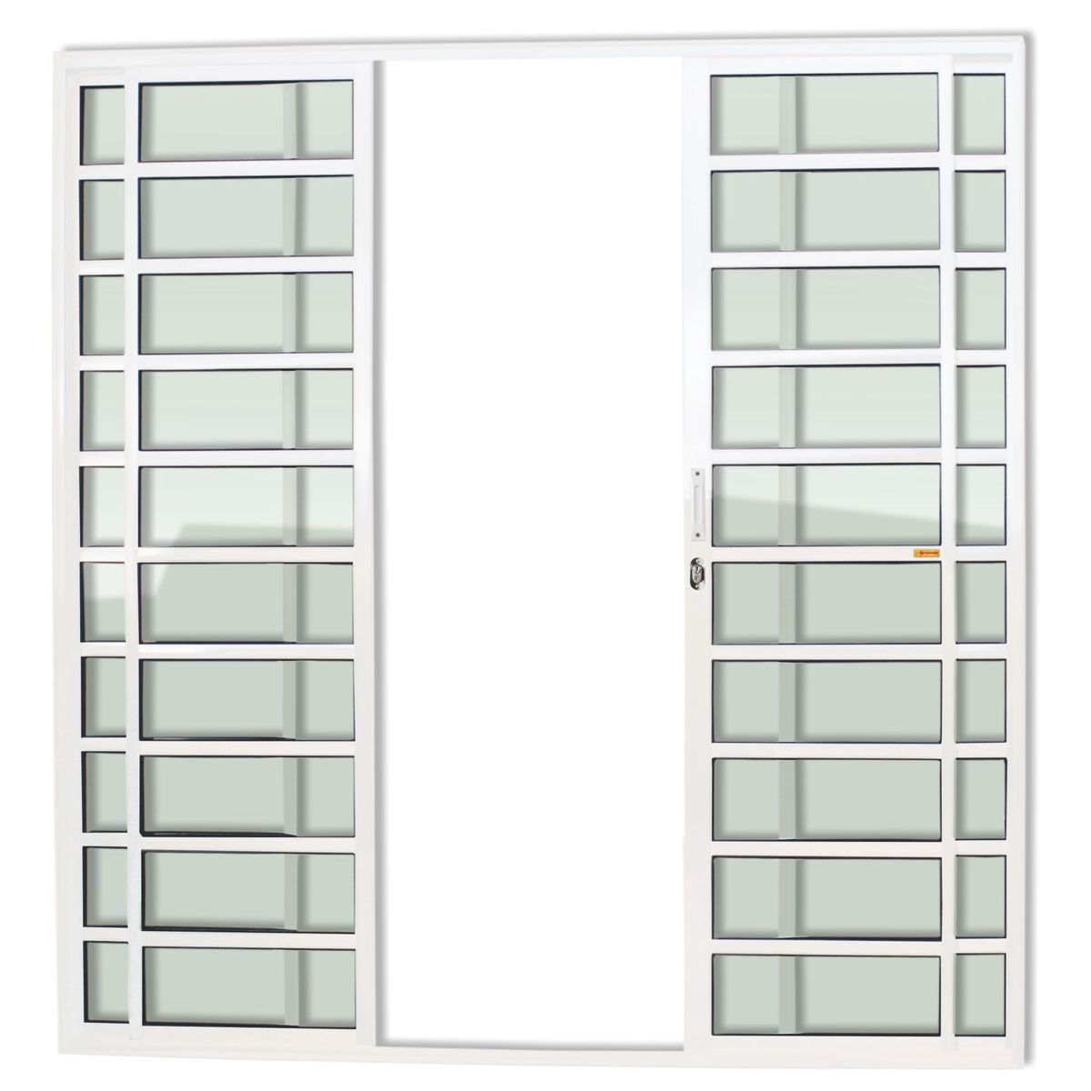Porta de Correr com Travessa Alumínio Branco 4 Folhas Central 210x200x7,8cm Super 25, marca Brimak - Foto Principal