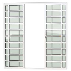 Porta de Correr com Travessa Alumínio Branco 4 Folhas Central 210x200x7,8cm Super 25