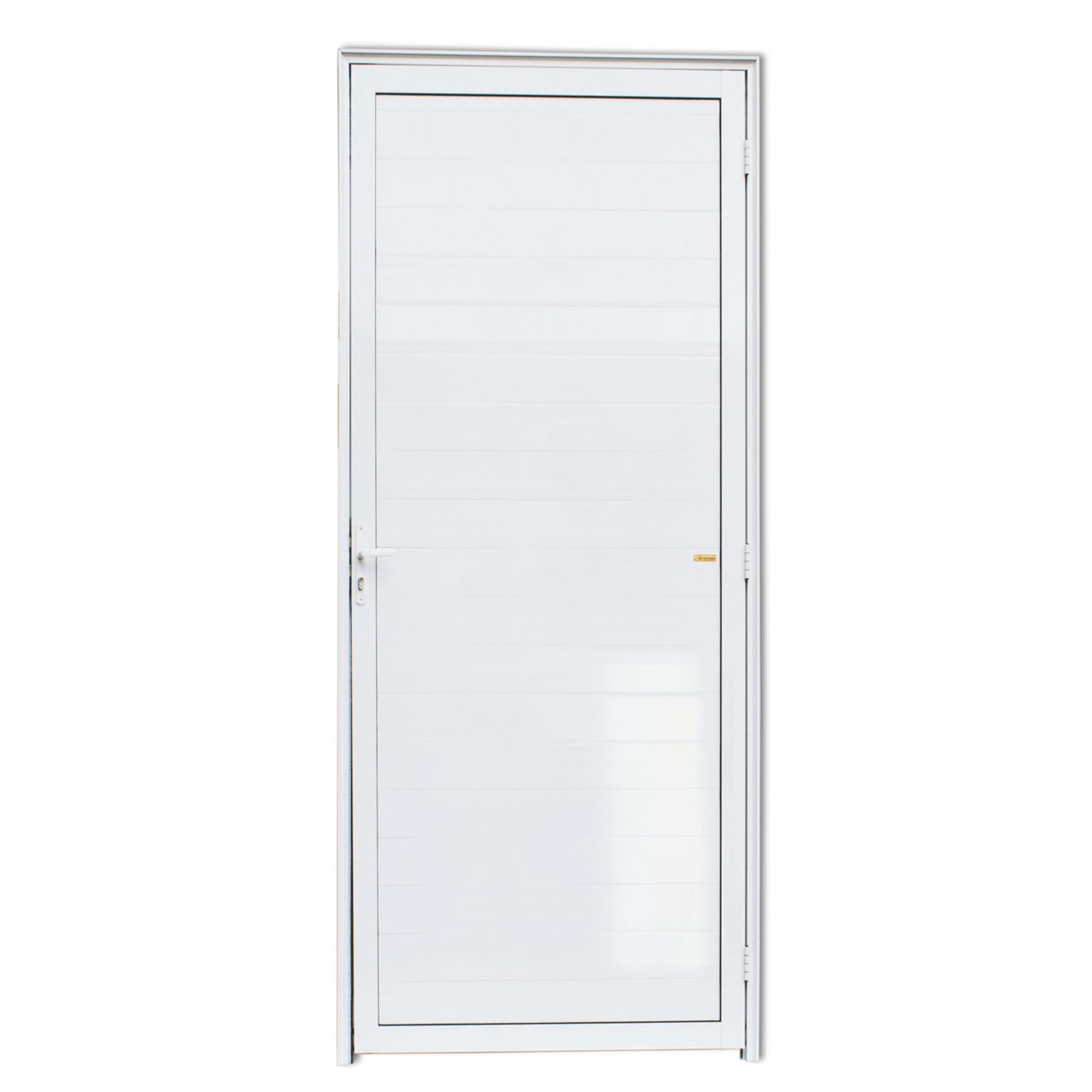 Porta Lambri Fechadura Alumínio Branco Esquerda 210x80x4,6cm Super 25, marca Brimak - Foto Principal