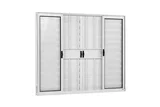 Janela Veneziana de Alumínio 6 Folhas Grade e Vidro 100x120cm Branco Prata
