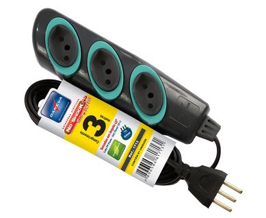 Extenso 3 Pinos 2P+T 10A 3 Tomadas Cabo Pp Com 3M
