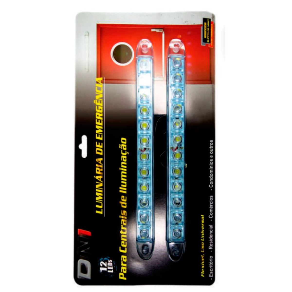 Luminária Emergência para Central Alarme 12 Leds 12V, Branco, marca DNI - Foto Principal