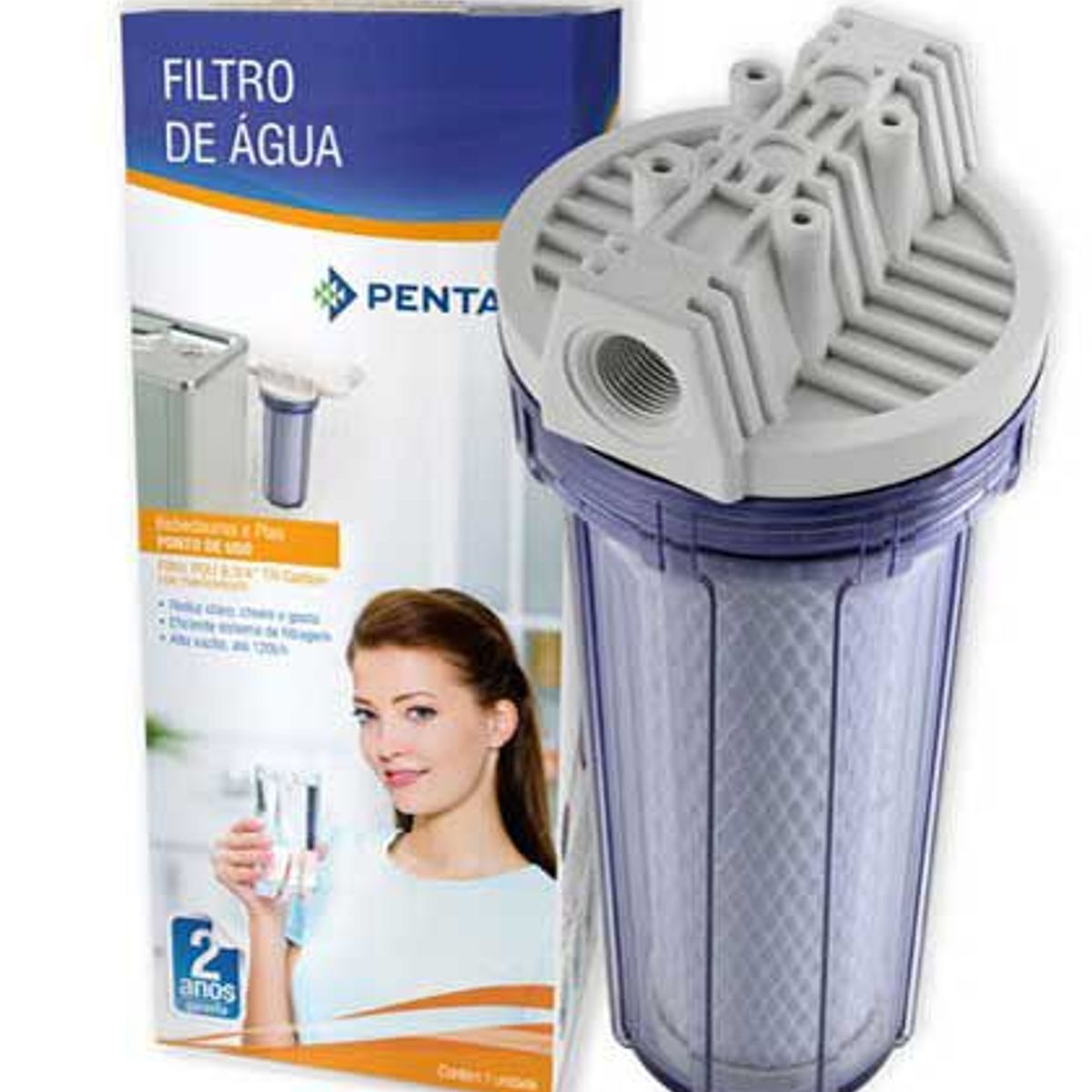 Filtro de Água Carbon Block 9" para Cozinha na Parede / Acoplado Torneira / Bebedouro 907-0018, marca Pentair - Foto Principal