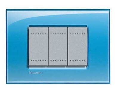 Placa 3 Postos 4x2cm Quadrado Azzurro Azul