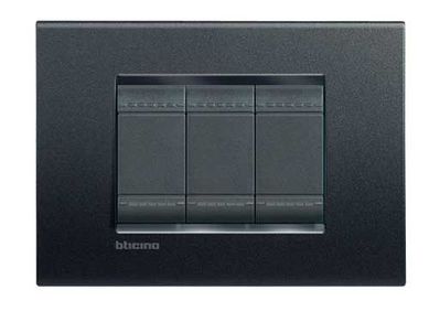 Placa 3 Postos 4x2cm Quadrado Anthra Preto