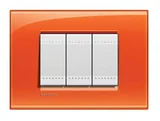 Placa 3 Postos 4x2 Quadrado 8x2cm LivingLight Laranja