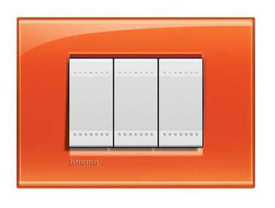 Placa 3 Postos 4x2 Quadrado 8x2cm LivingLight Laranja