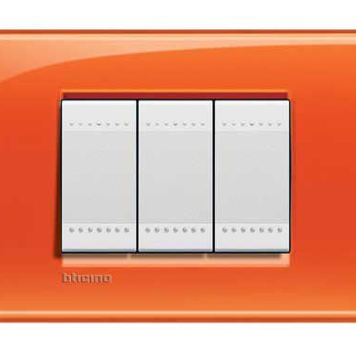 Placa 3 Postos 4x2 Quadrado 8x2cm LivingLight Laranja, marca Pial - Foto Principal