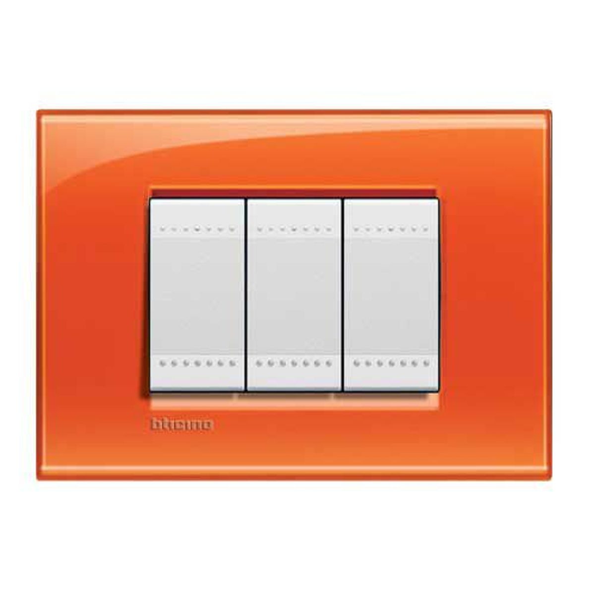 Placa 3 Postos 4x2 Quadrado 8x2cm LivingLight Laranja, marca Pial - Foto Principal