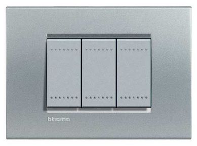 Placa 3 Postos 4x2 Quadrado 13x1x8cm LivingLight Cinza