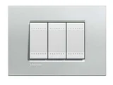 Placa 3 Postos Quadrado 4x2 8x2cm Argento Cromado