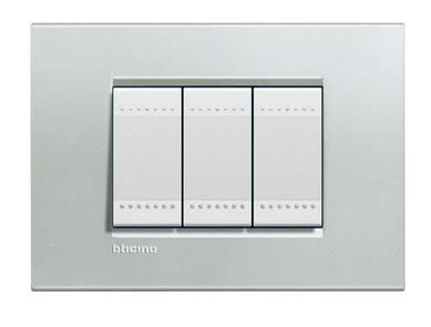 Placa 3 Postos Quadrado 4x2 8x2cm Argento Cromado