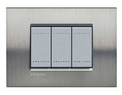 Placa 3 Postos 4x2 13x2cm Acciaio Cromado