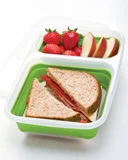 Vasilha para Porta Lanche Dobrável com Divisória, Verde Tran