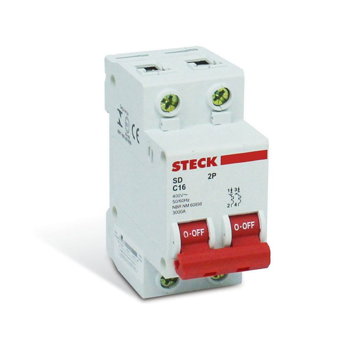 Disjuntor Bipolar 2P 10A, marca Steck - Foto Principal
