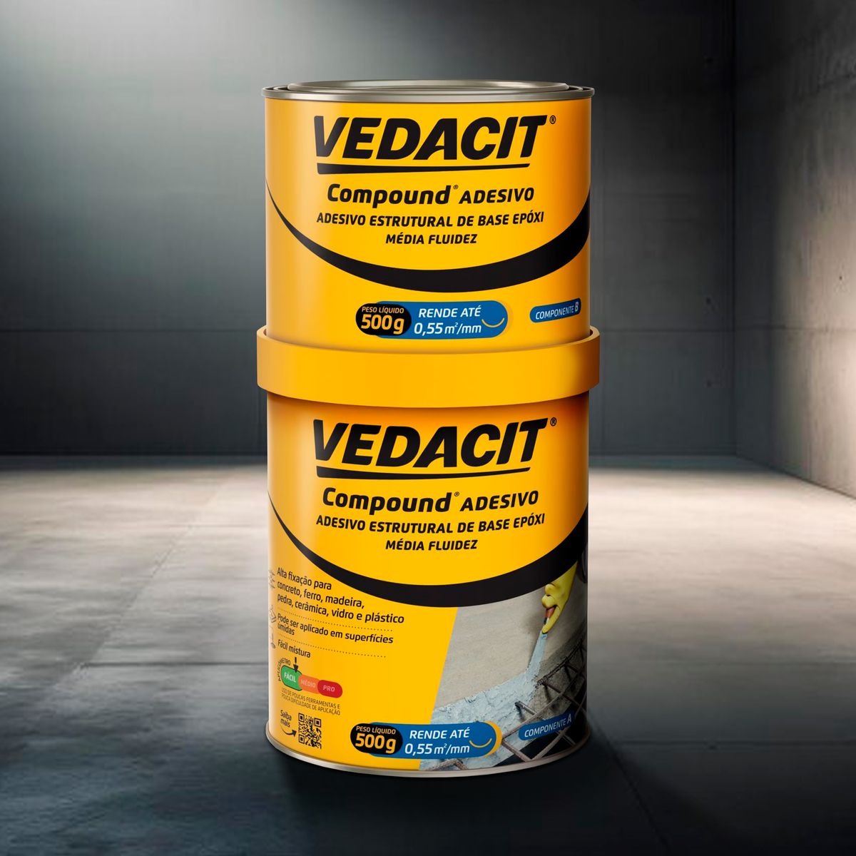 Vedacit Adesivo Estruturante Compound Bi-Componente A+B 1kg Vedacit, marca Vedacit - Foto 2
