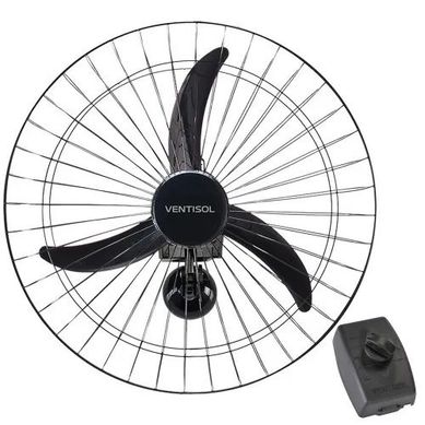 Ventilador de Parede 60cm 3 Ps Premium Preto Bivolt Ventisol