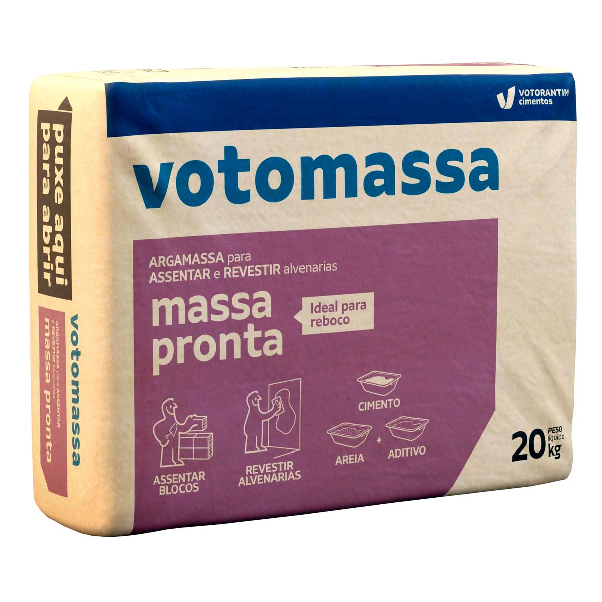 Argamassa Massa Pronta Votomassa, Cinza, 20kg, marca Votorantim - Foto Principal
