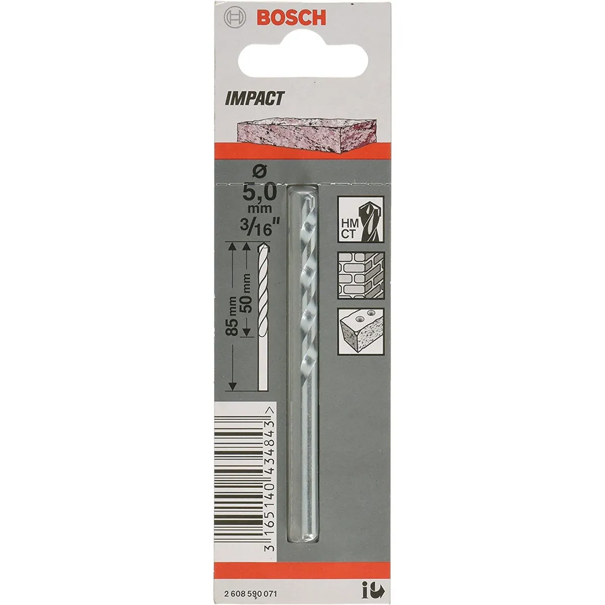 Broca Bosch CYL-1 para concreto Ø5 x 50 x 85 mm com 1 unidade, marca Bosch - Foto Principal