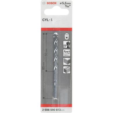Broca Bosch CYL-1 para concreto 5,5 x 50 x 85 mm com 1 unidade