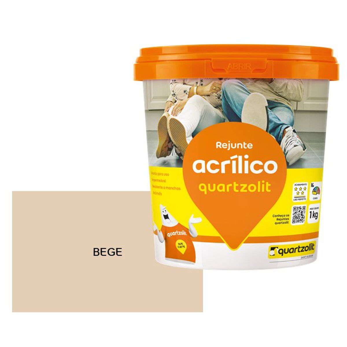 Rejunte Acrílico 1kg Bege, marca Quartzolit - Foto 2