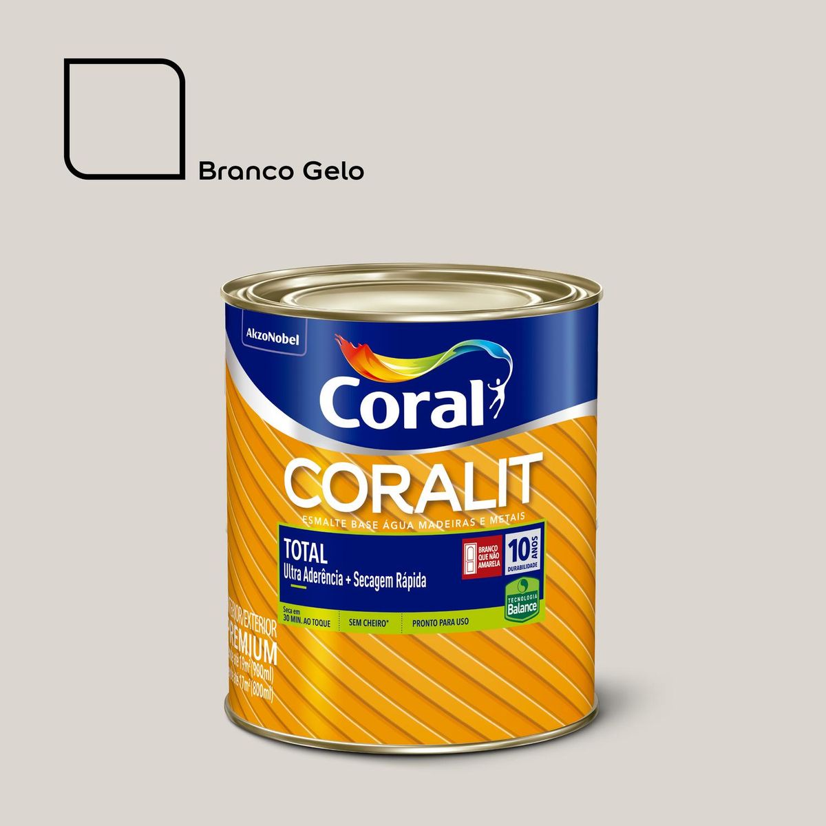 Esmalte Sintético Gelo 900ml Coralit Premium para Madeiras e Metais, marca Coral - Foto Principal
