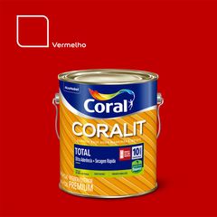 Esmalte Sintético Brilhante Vermelho 3,6L Coralit Premium para Madeiras e Metais Coral