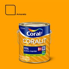Esmalte Sintético Brilhante Amarelo 3,6L Coralit Premium para Madeiras e Metais