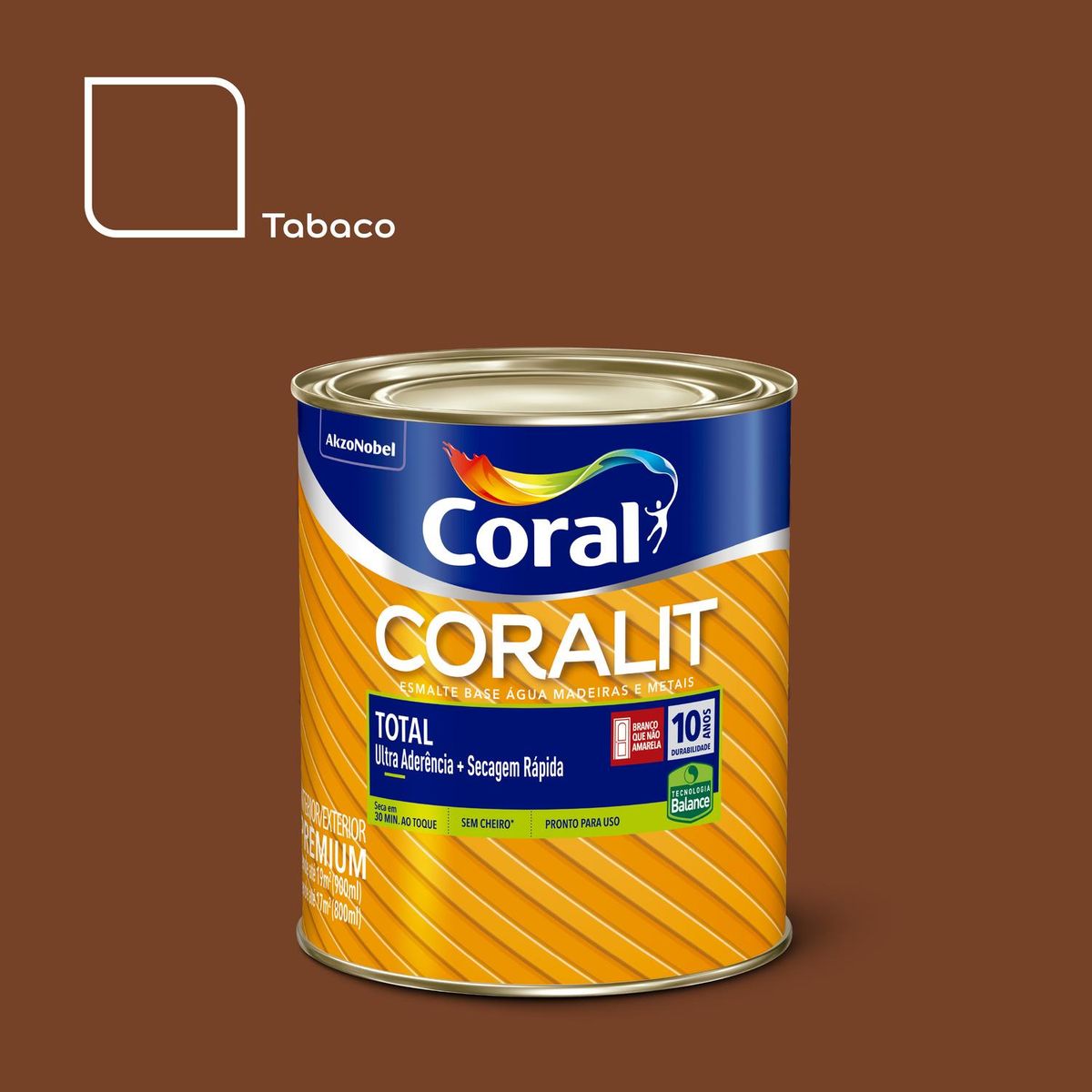 Esmalte Sintético Tabaco 900ml Coralit Premium para Madeiras e Metais, marca Coral - Foto Principal
