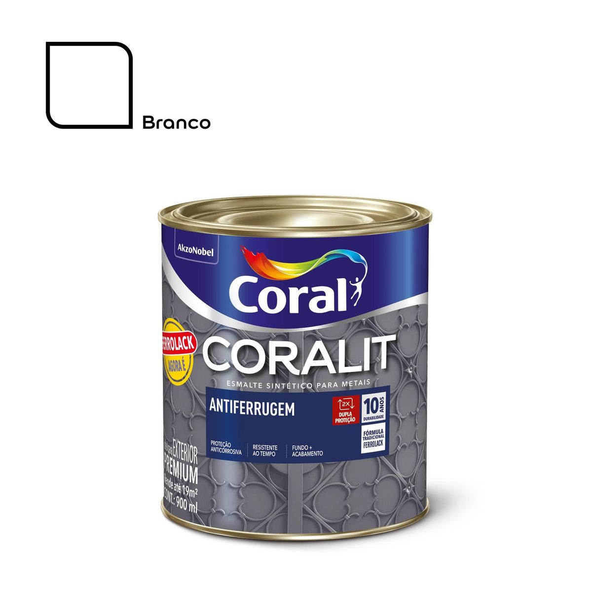 Esmalte Ferrolack, Branco, 900ml, marca Coral - Foto Principal