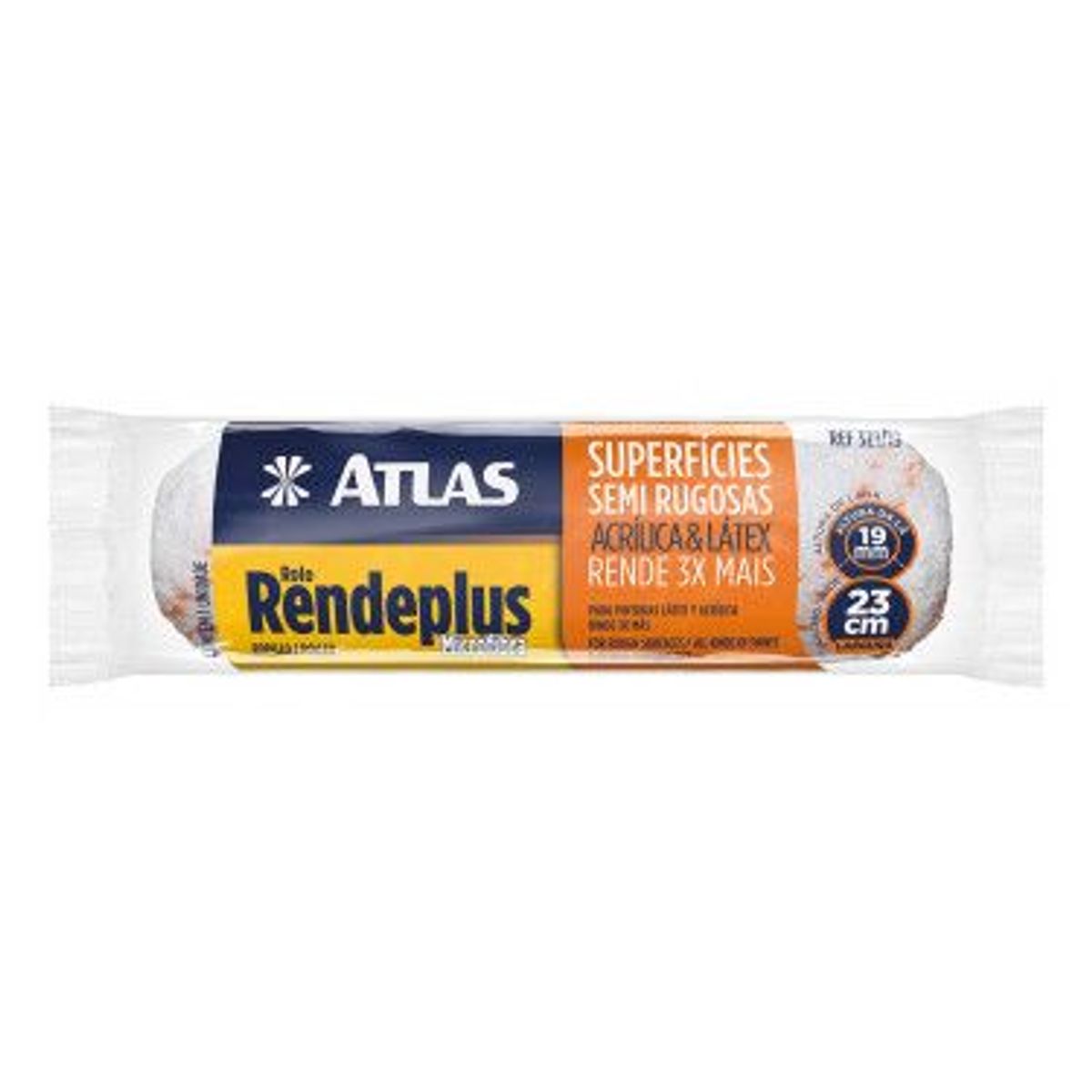 Rolo para Pintura Rendeplus Microfibra Esmalte, Acrílica e Látex 23cm REF-327/19, marca Atlas - Foto Principal