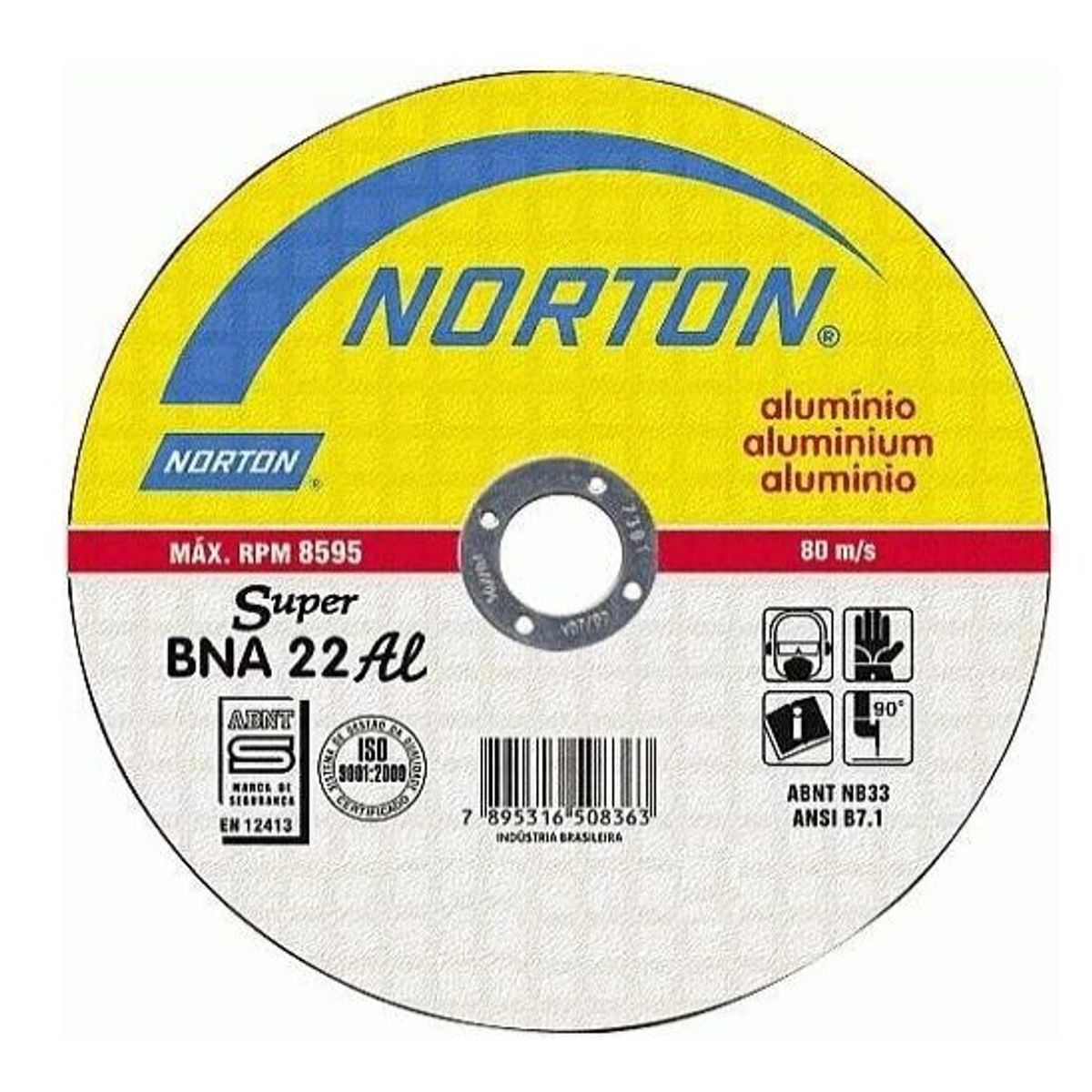Disco de Corte Alumínio BNA22 Super 177,8x2x22,22mm, marca Norton - Foto Principal