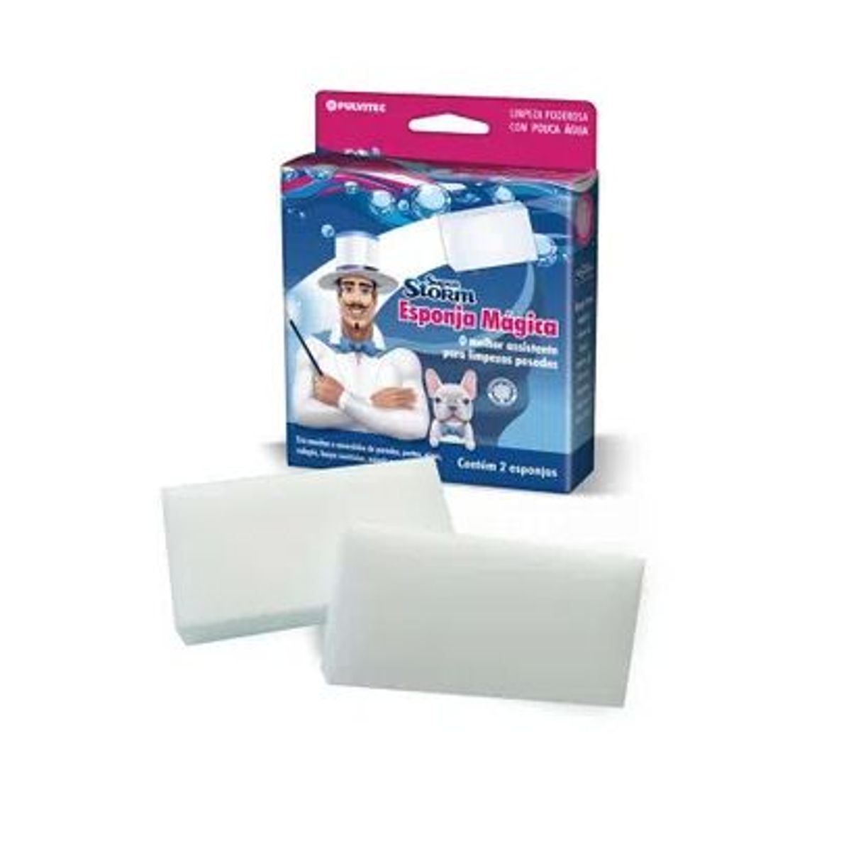 Esponja Mágica Mr. Strong com 2 Unidades Branco 14x3x7, marca Pulvitec - Foto Principal