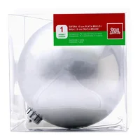 Esfera 15cm prata brilhante (1 unidade)