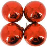 Conjunto 4 Bolas de Natal Brilhantes 9cm Vermelho