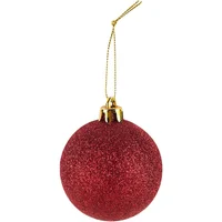 Conjunto 12 Bolas de Natal com Glitter 6cm Vermelho