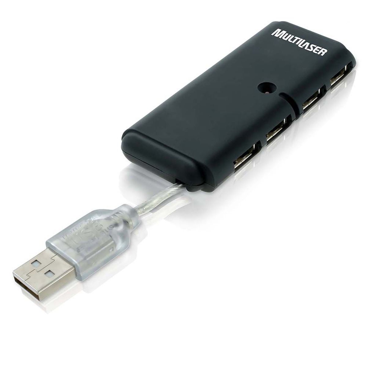 Hub USB 4 Portas Slim 2.0 Preto Multilaser, marca Multilaser - Foto Principal