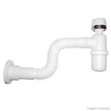 Sifão Tubo Extensível Universal Branco Com Copo e Canopla Ref250