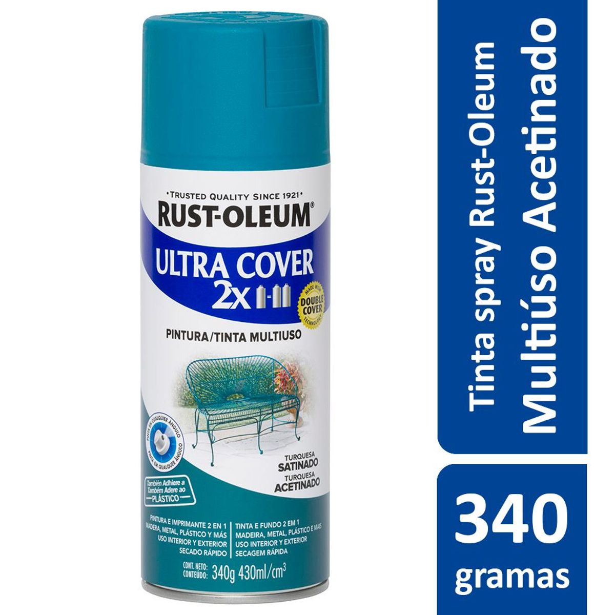 Tinta Spray Acetinado Ultra Cover 430ml Turquesa, marca Rust-Oleum - Foto Principal