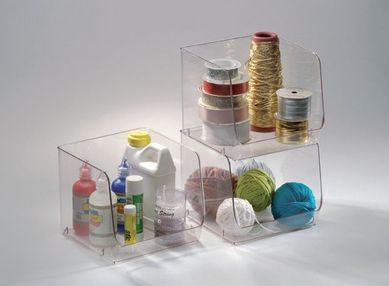 Organizador de Plstico para Dispensa Empilhvel Gr, Transparente 16x19x17cm