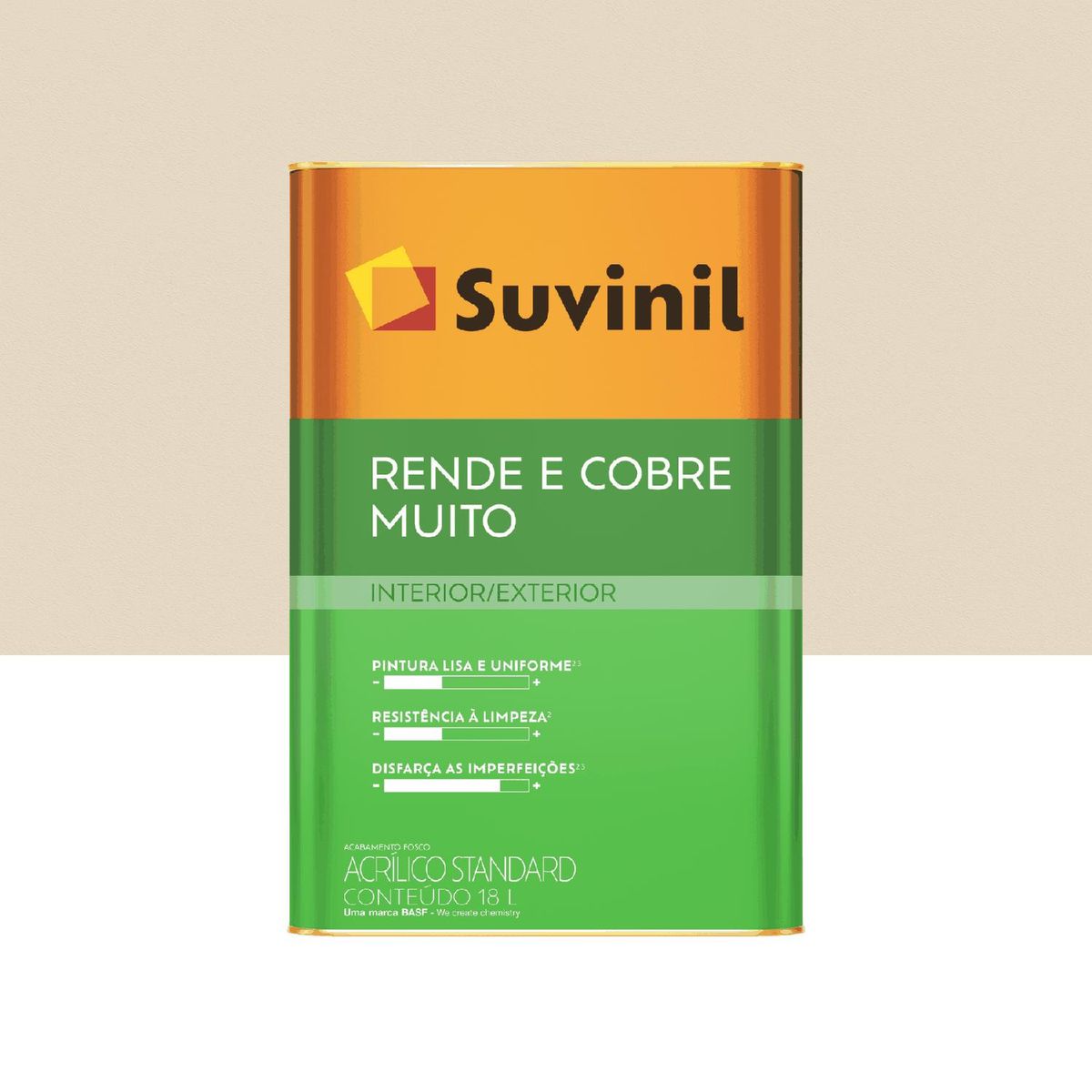 Tinta Fosco Interior Rende e Cobre Muito Standard 18L Areia, marca Suvinil - Foto Principal