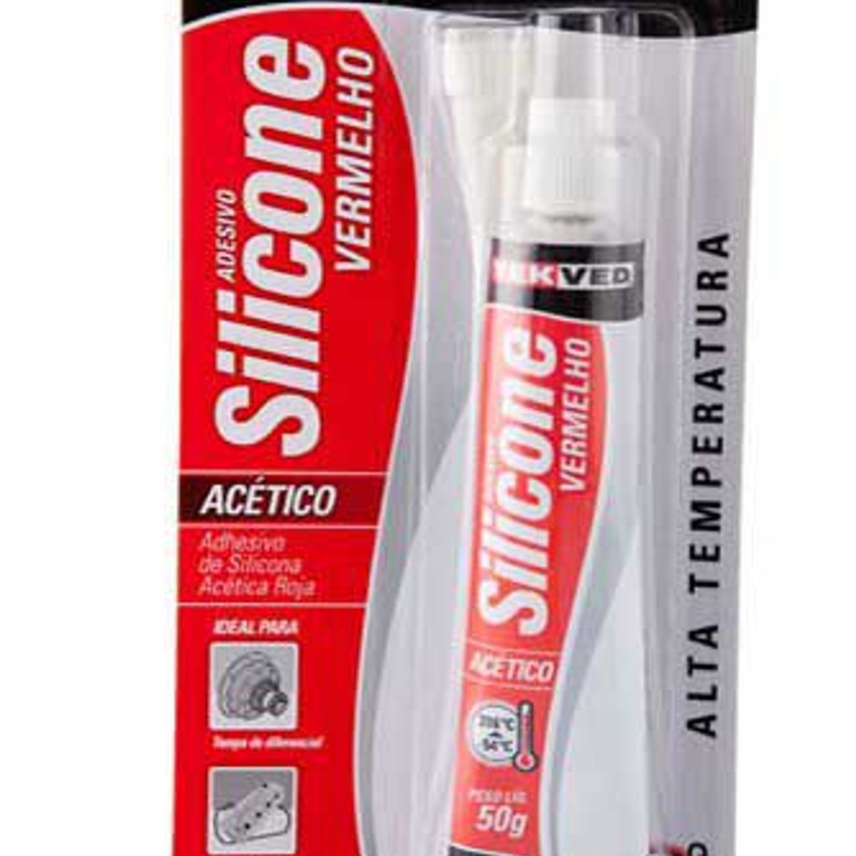 Silicone Acético Blister Alta Temperatura, Vermelho, 50g, marca Tekbond - Foto 2
