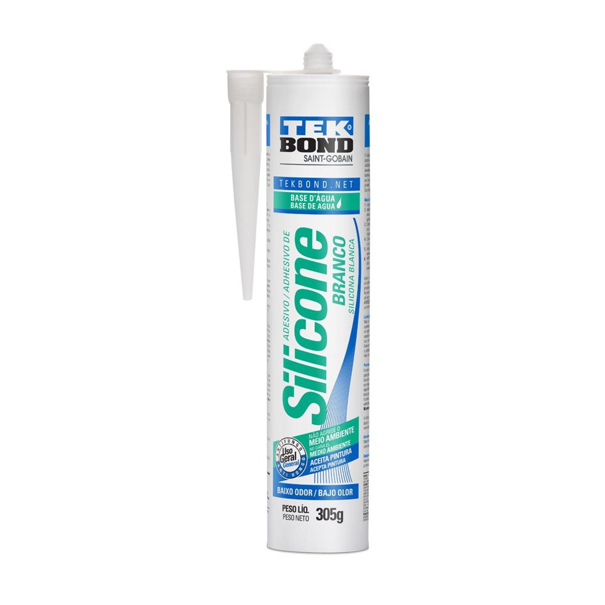 Silicone a Base D'água Tekbond 305g 280m Branco, marca Tekbond - Foto Principal