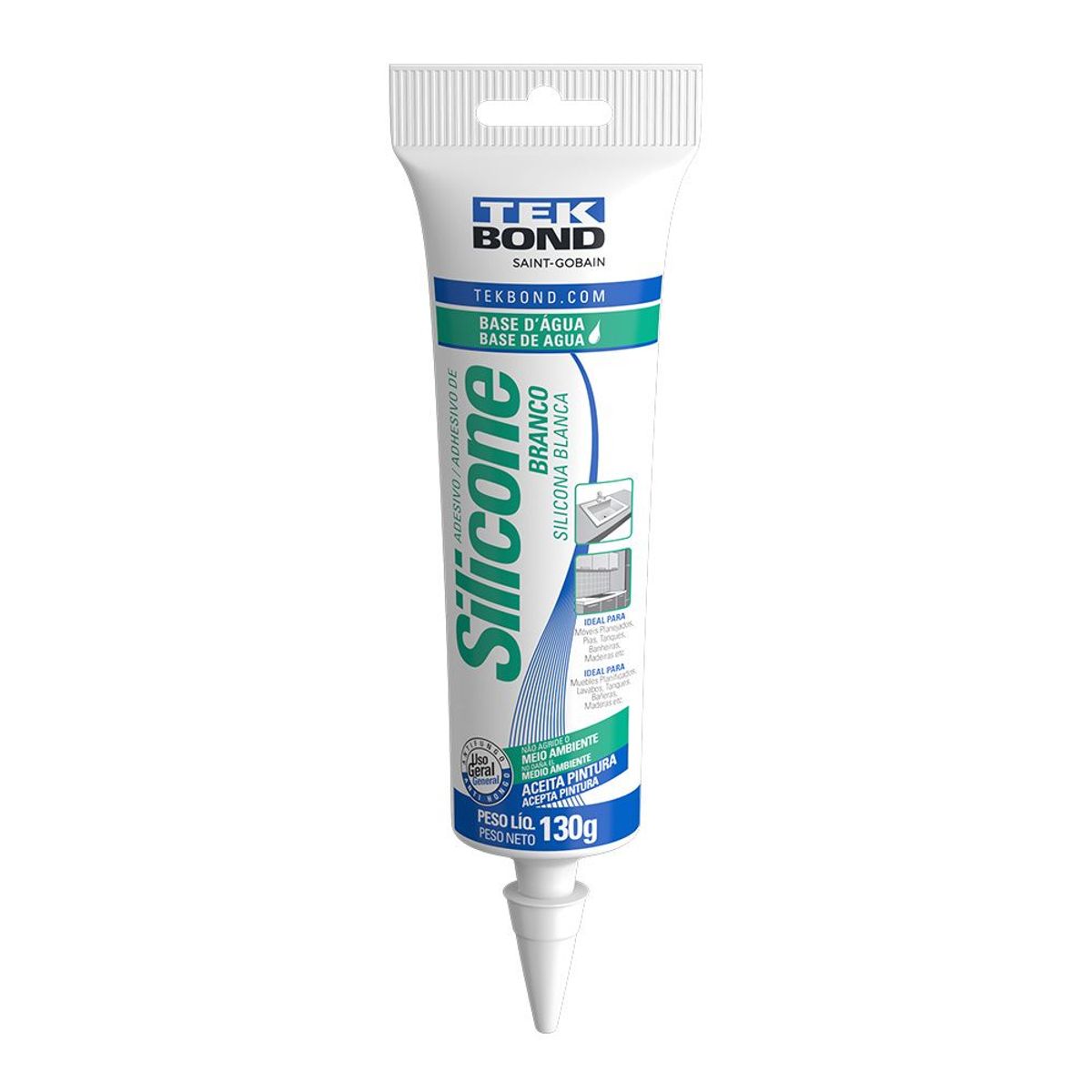 Silicone Base D'Água Blister, Branco, 130g, marca Tekbond - Foto Principal