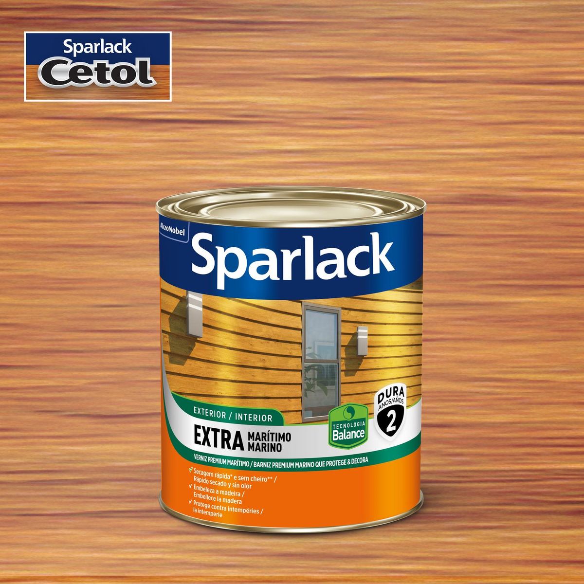 Verniz Extra Marítimo Brilhante 0,9L Interior e Exterior Natural, marca Sparlack - Foto Principal