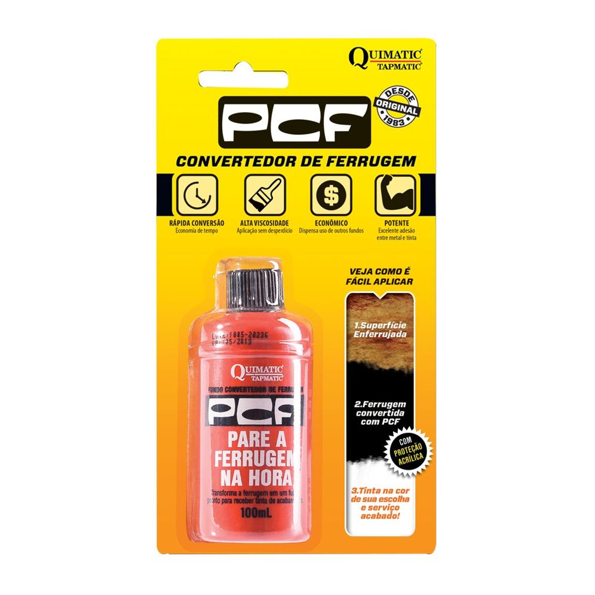Convertedor de Ferrugem PCF 100ml Marrom Quimatic, marca Quimatic - Foto 2