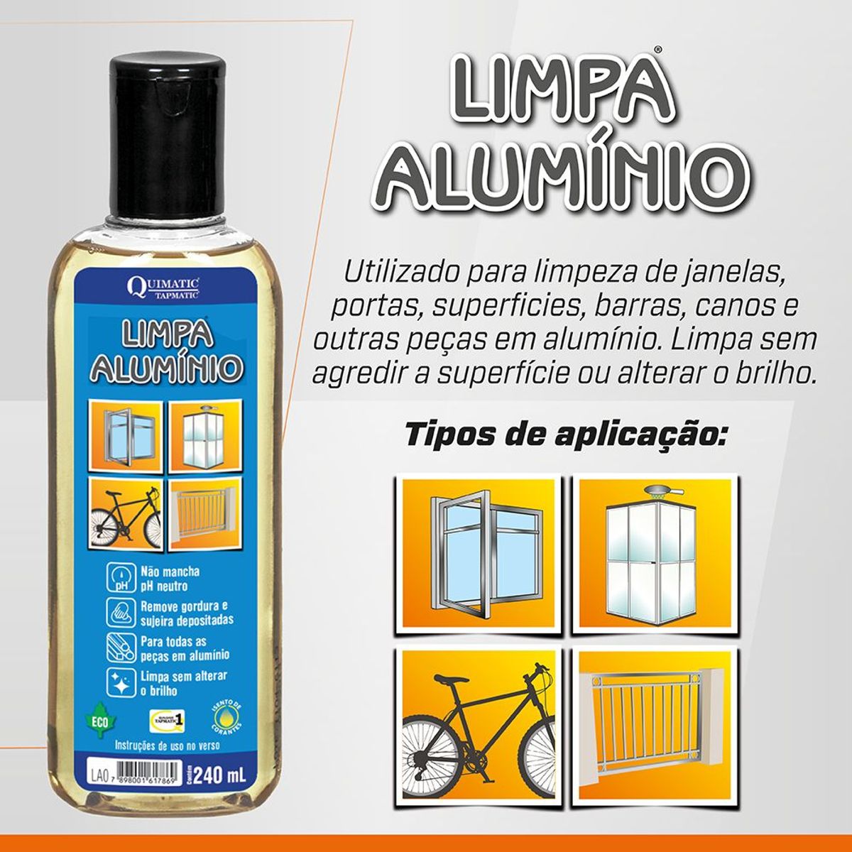 Limpa Alumínio 240ml Transparente Quimatic, marca Quimatic - Foto 2